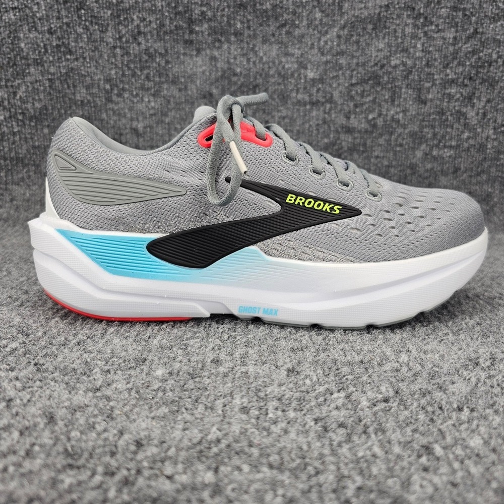 Brooks Ghost Max 3 Mens Size 8 Primer Grey Antarctica Red Trainer Running Shoes